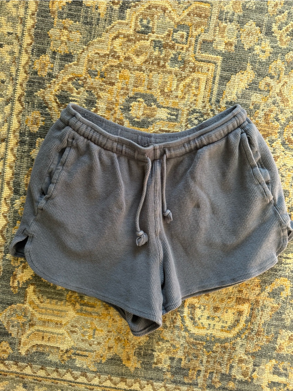 Brandy Melville Blue Waffle Knit Drawstring Shorts